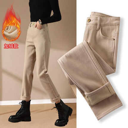 2025 Summer Thin Coffee-Colored Women's High-Waisted Loose Stretchy Slim-Fit Casual Harem Dad Jeans