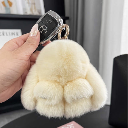 Boutique genuine leather real Rex rabbit plush bunny doll mobile phone pendant bag pendant keychain doll car pendant