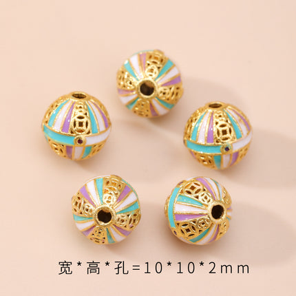Cloisonné Hollow Beads Oil-Dropped Color-Preserving Copper-Plated Sand Gold DIY Burnt Blue Accessories Handmade Beaded Bracelet Jewelry Accessories