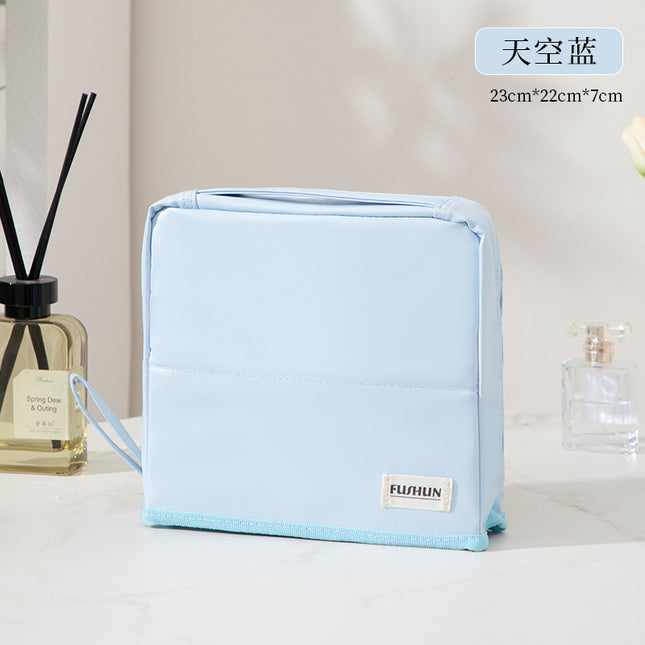 Vertical Cosmetic Bag with Large Capacity and High Aesthetic Appeal, Pu Handbag, Eyeshadow Case, Travel Partitioned Pencil Case, Storage Bag