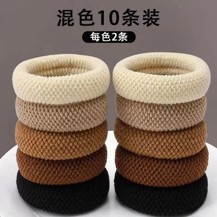 High-End Black Ponytail Hair Rope, Durable Large Intestine Hair Tie, Small Intestine Headband, Scalp Band, Headband, Women's Hair Accessories, Leather Case