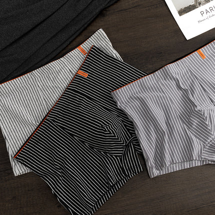 Cotton Men's Underwear with Antibacterial Crotch, Skin-Friendly, Breathable and Comfortable, Japanese-Style Vibrant Striped Boxer Briefs, Factory Ready Stock Wholesale