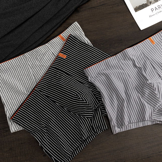 Cotton Men's Underwear with Antibacterial Crotch, Skin-Friendly, Breathable and Comfortable, Japanese-Style Vibrant Striped Boxer Briefs, Factory Ready Stock Wholesale