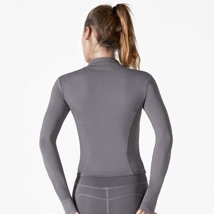 High-Elastic Stand-Up Collar Tight-Fitting Yoga Jacket, Slim-Fitting, Slimming, Fitness Running, Moisture-Wicking and Sweat-Wicking Women's Sports Yoga Jacket