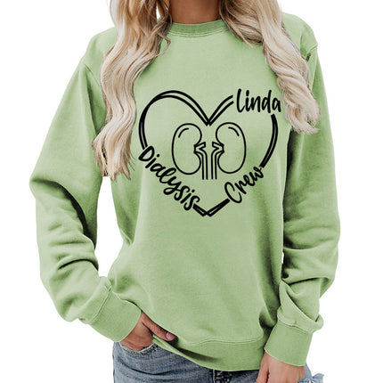 Foreign trade supply dialysis love printing round neck women's coat sweater foreign trade supply autumn and winter coat leisure