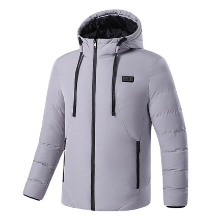 Cross-Border Popular USB Smart Heating Cotton Jacket Hooded Warm Men's Cotton Jacket Outdoor Graphene Heating Jacket