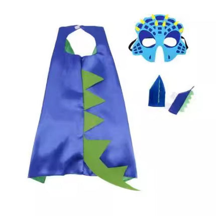 Children's Halloween Carnival Dinosaur Cape Costume Props Funny Green Dinosaur Eye Mask Wrist Cosplay