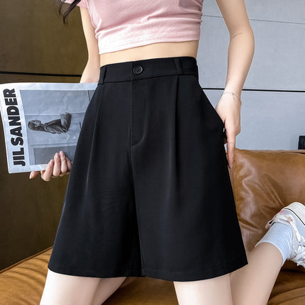 Women's Summer 2024 New Suit Shorts for Petite and Plus-Size, Casual A-Line Mid-Length Shorts, Five-Point Shorts with Drape, A-Line Shorts