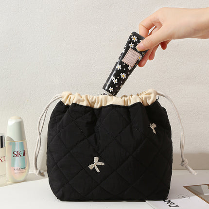 Cross-Border Makeup Brush Quilted Cosmetic Bag Large Capacity Tote Cosmetic Bag Fashionable Simple Korean Style Floral Storage Bag