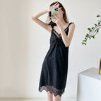 Satin Silk Nightgown-Premium Black / M (recommended 40-50kg )
