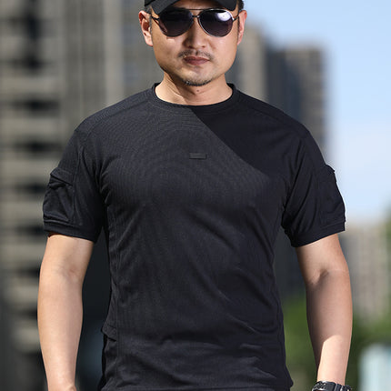Enduring Waffling Short-sleeved Outdoor Quick-drying T-shirt Summer Stretch Perspiration Clothes Half-sleeved Tactical Fitness Training Clothes