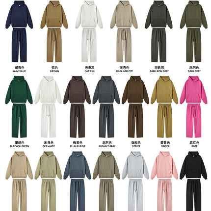 Tilani Men's Clothing 2026 Spring and Autumn Solid Color Basic Sports Suit American Style Trendy Brand Fleece-Lined Thickened Sweatshirt and Sweatpants