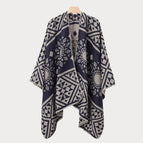 Slit scarf-navy blue