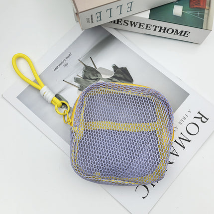 Cross-Border Dopamine Grid Tofu Bag Storage Bag Portable Coin Purse Mesh Small Makeup Bag Storage Pouch Small Bag