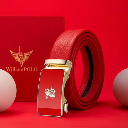 King's Paul 2025 New Arrival Belt Men's Red Year of the Snake Men's Belt Automatic Buckle Belt Gift