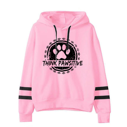 Foreign trade cross-border think pawsitive dog feet printed parallel bars striped sweater European and American autumn and winter men's and women's tops