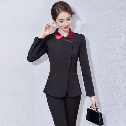 Hotel Work Clothes Autumn and Winter Women's Long Sleeve Hot Pot Restaurant Restaurant Hotel Front Desk Cashier Work Clothes
