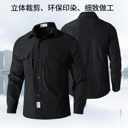 Summer Outdoor Quick-Drying Long-Sleeved Shirt Men's Multi-Pocket Work Shirt Loose Large Size Outdoor Work Clothes Thin