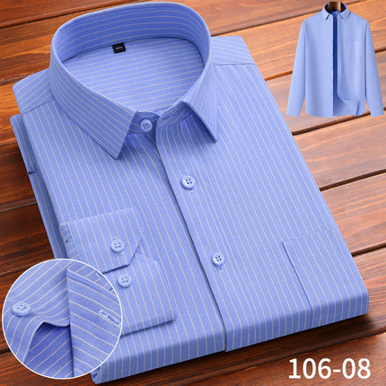 High-End Men's Long-Sleeved Shirts Spring Business Casual Anti-Wrinkle Shirts No-Iron Breathable Formal Cotton Tops for Men