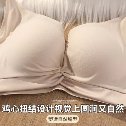 100% Mulberry Silk Seamless Underwear Women's Small Push-Up Breast Gathering 2025 New Breast Reduction Wireless Bra Winter