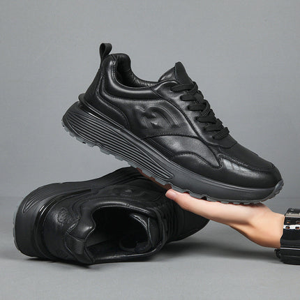 Genuine Leather Sneakers for Men 2026 New Men's Travel Shoes Versatile Casual Running Shoes Thick-Soled Dad Shoes 1679