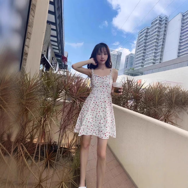 Dopamine 2025 All-match Ins Style suit Sling Sweet Floral dress Slimming Cardigan Summer New Skirt
