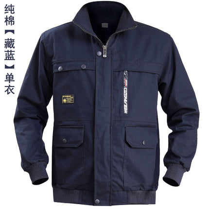 Wear-resistant work clothes suit men's work protection clothing autumn and winter thickened welding anti-scalding construction site tooling work uniform