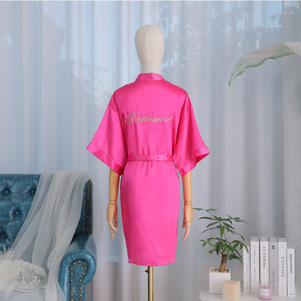 bride Gown morning Gown Lady nightgown wedding makeup bridesmaid group wedding kimono imitation silk cardigan bathrobe