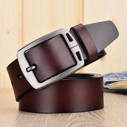 Cross-border men's leather pin buckle belt retro belt fashion casual real cowhide jeans belt manufacturers wholesale