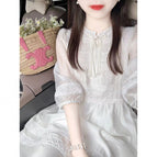 Apricot dress-the actual color is yellowish / M size 47.5-52kg