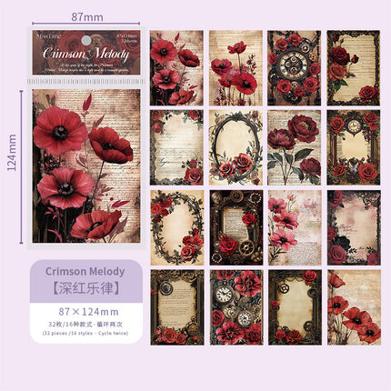 Light-Picking Retro Handbook Material Paper Flower Shadow Broken Seal Series Creative Flower Background Base Material Decorative Paper