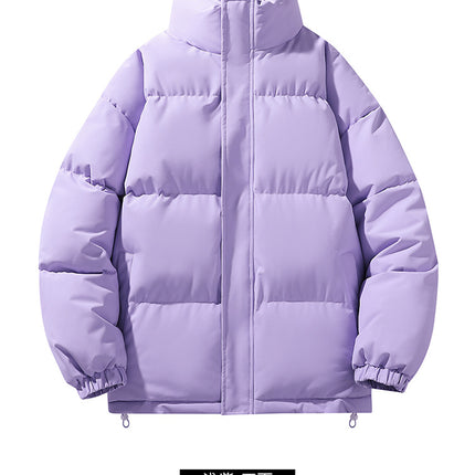 Solid Color Cotton Jacket for Men and Women, Couple's Stand-Collar Puffer Jacket, Winter Cold-Proof, Warm, Thick, Versatile Cotton Coat, Winter Style