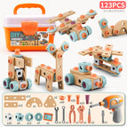 123pcs-diy assembled toys (with electric drill + storage box)