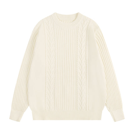 Autumn and Winter Cable Knit Crew Neck Loose Long-Sleeve Knit Sweater Top Casual Versatile Urban Casual