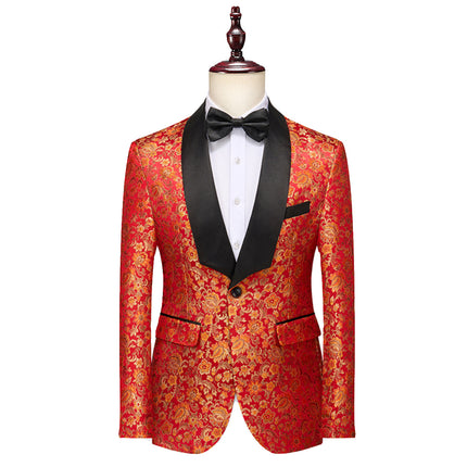 Business casual men's trendy suit suit suit two-piece flower suit ball foreign trade nightclub dress suit