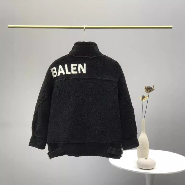 24 Autumn and Winter Paris Home Lambskin Jacket Back Letter Embroidered Warm Comfortable Lined Suede Jacket