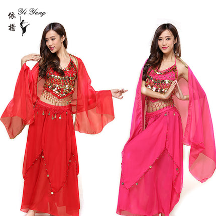 New Indian Dance Costume National Wind Xinjiang dance belly dance performance costume adult hanging coin skirt suit