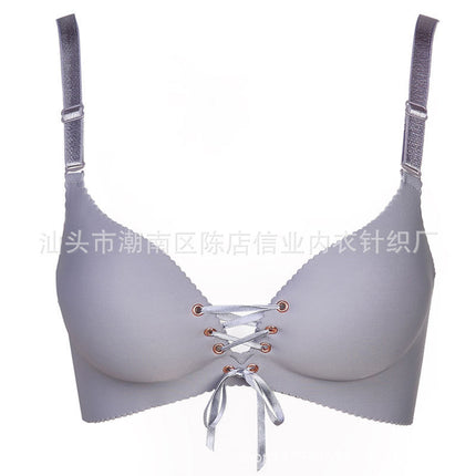 Pull B one-piece seamless no steel ring smooth red life year underwear gathered adjustment bra thin direct sales