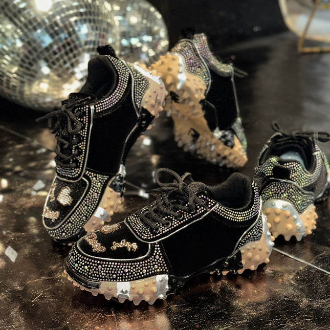 Women's New Dad Shoes Ins Fashion Rhinestone Sports Casual Shoes Cross-Border Foreign Trade Durian Sole Diamond-Encrusted Women's Shoes