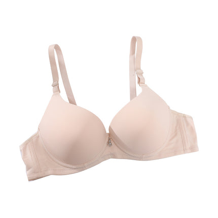 Factory spot solid color glossy seamless bra women's upper thin lower thick gather upper support seamless underwear Japanese style small bra