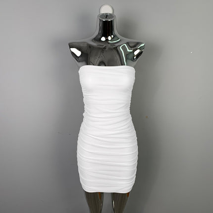 South Korea Dongdaemun Slim-fit Slimming Sexy off-shoulder Collar Figure Figure Mesh Folding Bag Hip Strapless Skirt Women