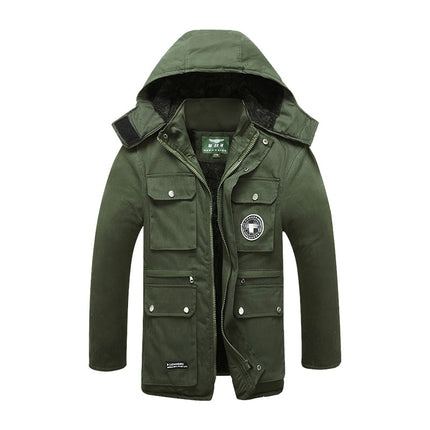 Winter Thickened Cotton-padded Clothes Men's Fleece-added Work Clothes Cold Storage Cotton-padded Clothes Cold-proof Clothes Warm Mid-length Labor Protection Cotton-padded Jacket for Worker