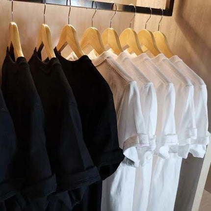 Heavy Cotton Short-sleeved Women's Summer T-shirt Korean Loose Large Size Slimming Couple's Top ins Unisex Half-sleeved