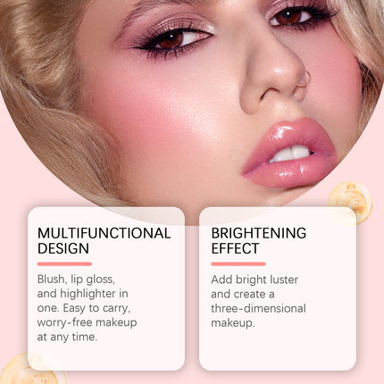 Liquid Blush Stick with Sponge Tip Waterproof Long-Lasting Brightening Moisturizing Lips Cheeks Natural Korean Cosmetic Makeup