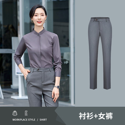 Professional suit Women's Spring and Autumn Gray Shirt Dress Men's and Women's Same Model Sales Office Car 4s Shop Sales Work Clothes