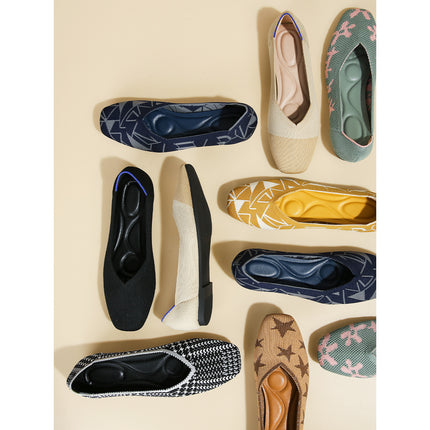 Princess shoes fly woven pointed plus size shoes women's shoes egg roll knitted flat soft bottom breathable woven bean shoes spring and autumn