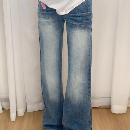 American Retro Flared Jeans for Women, Autumn New Style, Plus-Size, Pear-Shaped Figure, High-Waisted, Slimming Straight-Leg Pants
