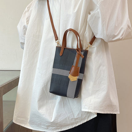 Mini Niche Handbag Women's 2024 New Fashion Plaid Small Bag Shoulder Bag Crossbody Bag Stylish Mobile Phone Bag