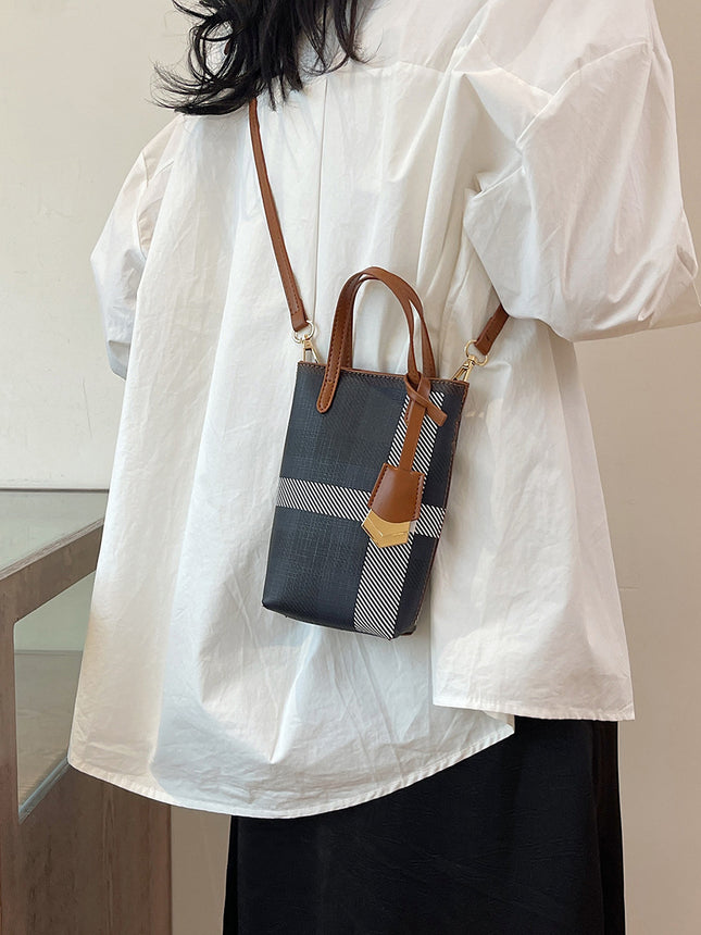 Mini Niche Handbag Women's 2024 New Fashion Plaid Small Bag Shoulder Bag Crossbody Bag Stylish Mobile Phone Bag