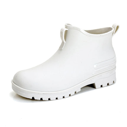 Cross-border Japanese Rain Shoes Women's Adult Non-slip Short Rain Boots Kitchen Work Waterproof Platform fleece-lined Water Shoes Women